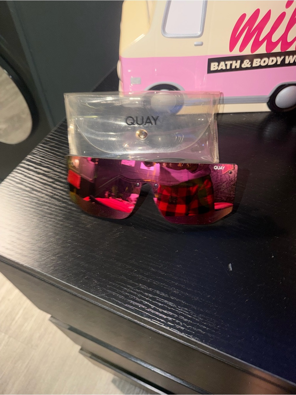 Quay Australia Mirrored Pink Shield Sunglasses
